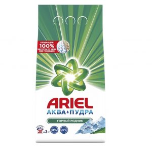 Стиральный порошок Ariel автомат Горный родник  аква+пудра 20 стирок, 3 кг