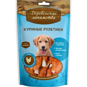 Лакомство для щенков Деревенские лакомства Куриные рулетики 90 г