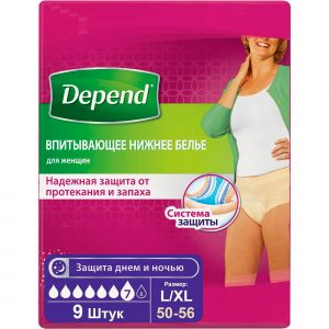 Впитывающее нижнее белье Depend Для женщин L/XL 9 шт