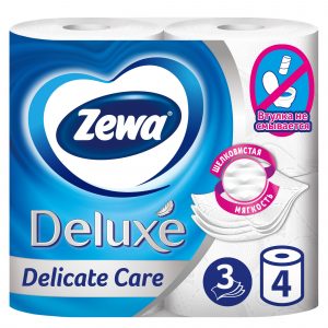 Туалетная бумага Zewa Deluxe Белая, 3 слоя, 4 рулона