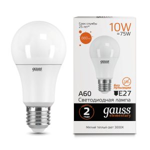 Gauss LED Elementary A60 10W E27 3000K 1/10/50