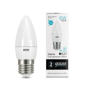 Gauss LED Elementary Candle 6W E27 4100K 1/10/50