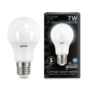 Gauss LED A60 E27 7W 4100K 1/10/40