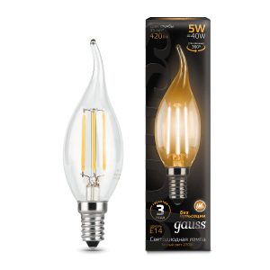 Gauss LED Filament Candle tailed E14 5W 2700K 1/10/50