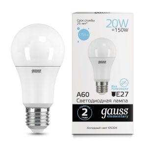 Gauss LED Elementary A60 20W E27 6500K 1/10/40