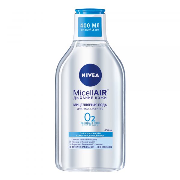 Мицеллярная вода Nivea MicellAIR Дыхание кожи для нормальной и комбинированной кожи 400 мл