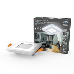 Светильник Gauss Backlight BL121 Квадрат. 3+3W, LED 4000K, 350лм,105х105x31мм,Ø85, 1/40