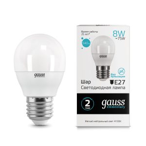Gauss LED Elementary Globe 8W E27 4100K 1/10/100