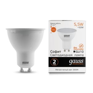 Gauss LED Elementary MR16 GU10 5.5W 2700К 1/10/100