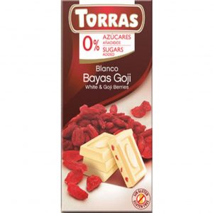 Шоколад  Torras белый с ягодами годжи без сахара 75 г