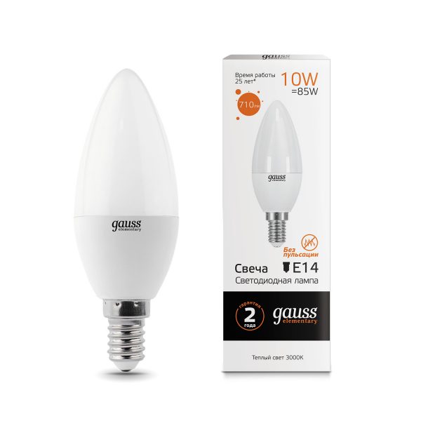 Лампа Gauss LED Elementary Candle 10W E14 3000K