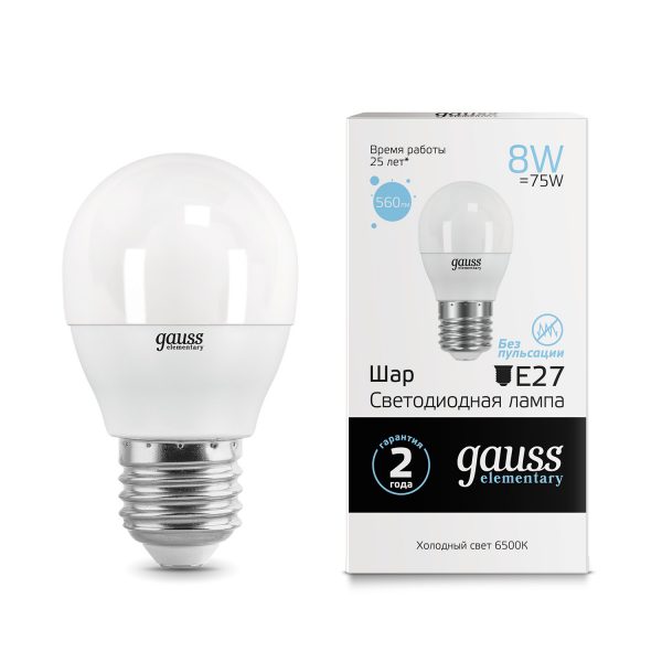 Лампа Gauss LED Elementary Globe 8W E27 6500K
