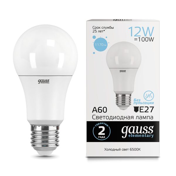 Лампа Gauss LED Elementary A60 12W E27 6500K