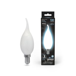 Лампа Gauss LED Filament Свеча на ветру OPAL E14 5W 450lm 4100К 1/10/50