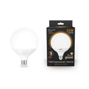 Лампа Gauss LED G125 E27 22W 1780lm 3000K 1/24