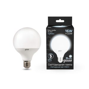 Лампа Gauss LED G95 E27 16W 1400lm 4100K 1/32