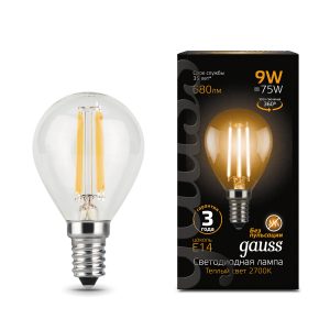 Лампа Gauss LED Filament Шар E14 9W 680lm 2700K 1/10/50
