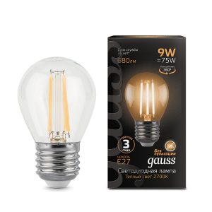 Лампа Gauss LED Filament Шар E27 9W 680lm 2700K 1/10/50