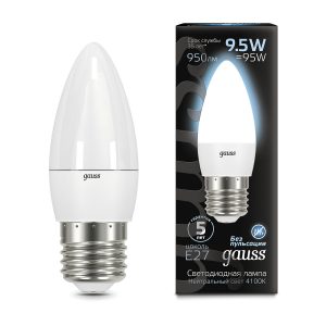 Лампа Gauss LED Свеча E27 9.5W 950lm 4100К 1/10/50