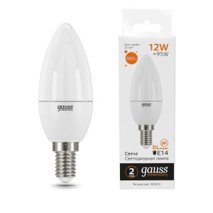 Лампа Gauss LED Elementary Свеча 12W 880lm E14 3000K 1/10/100