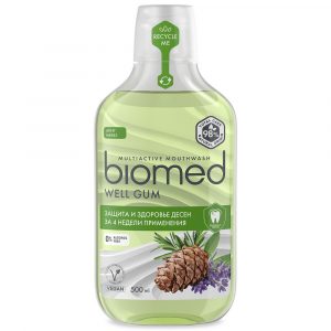 Антибактериальный ополаскиватель для полости рта здоровье десен BIOMED WELL GUM Мята, 500 мл