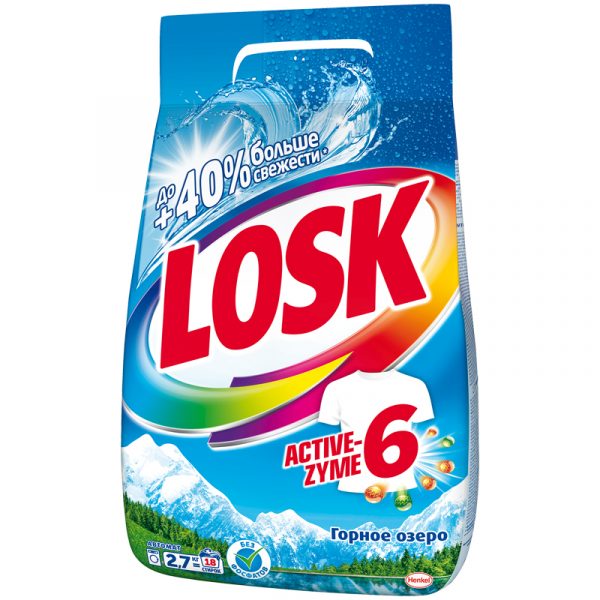 Стиральный порошок Losk Active-Zyme 6 Горное озеро 2,7 кг
