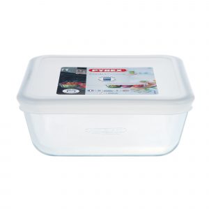 Лоток квадратный Pyrex 15 см с пластиковой крышкой