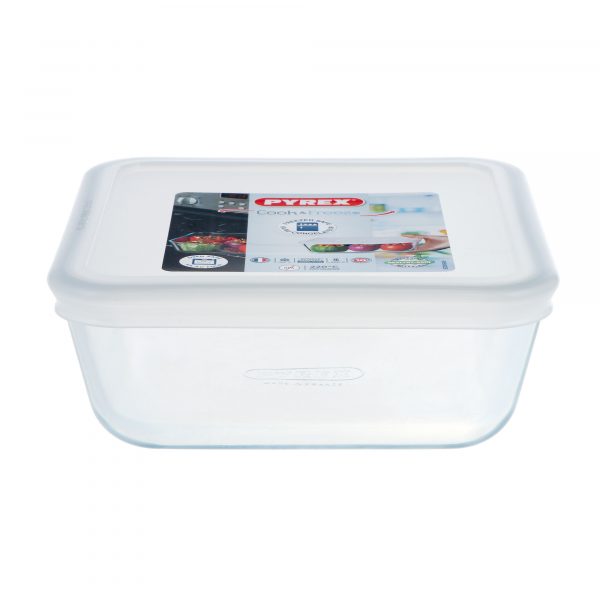 Лоток квадратный Pyrex 15 см с пластиковой крышкой