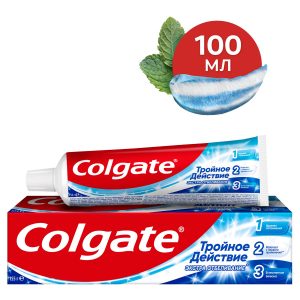 Зубная паста Colgate Тройное действие Экстра отбеливание для восстановления естественной белизны зубов с первого применения, 100 мл