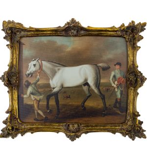 Панно Glasar в резной раме Конь и мужчина с мальчиком, 33x27x3см