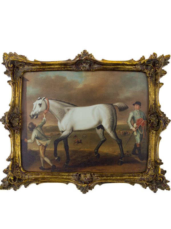 Панно Glasar в резной раме Конь и мужчина с мальчиком, 33x27x3см