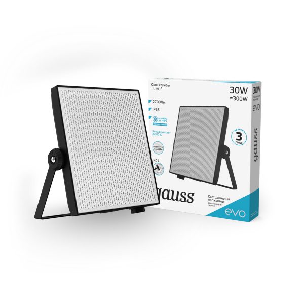 Прожектор светодиодный Gauss evo 30w ip65 6500k ik07 черный