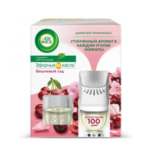 Диффузор аромамасел 19 мл air wick в комплекте со сменным флаконом вишневый сад