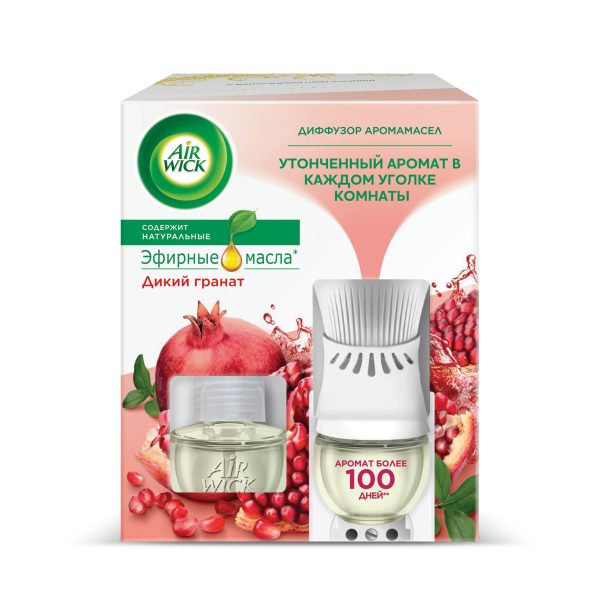Диффузор аромамасел air wick 19 мл в комплекте со сменным флаконом дикий гранат