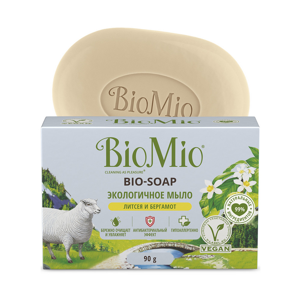 Экологичное туалетное мыло BioMio BIO-SOAP  Литсея и бергамот 90 г