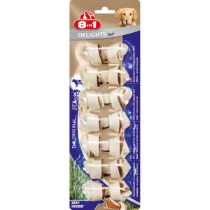 Лакомство для собак 8 IN 1 Delights Beef XS Косточки с говядиной для мелких пород 7х7,5 см