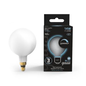 Лампа Gauss milky филаментная диммируемая E27 14W 1170lm 4100K