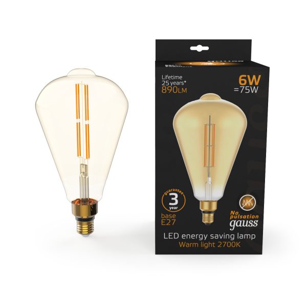 Лампа Gauss Filament Vintage Straight ST164 6W 2700К Е27