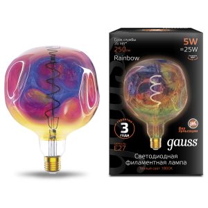 Лампа Gauss Filament RAINBOW SPIRAL G150 5W 1800К Е27