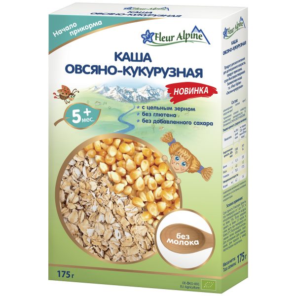 Каша безмолочная Fleur Alpine Овсяно-кукурузная с 5 месяцев, 175 г