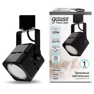 Светильник трековый Gauss куб GU10 220V IP20 60*145мм черный однофазный