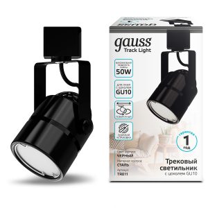 Светильник трековый Gauss цилиндр GU10 220V IP20 60*145мм черный однофазный
