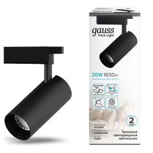 Светильник трековый Gauss цилиндр 20W 1650lm 4000K 180-240V IP20 65*210мм черный угол 24 LED