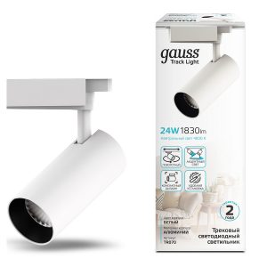 Светильник трековый Gauss цилиндр 24W 1830lm 4000K 180-240V IP20 65*210мм белый угол 24 LED