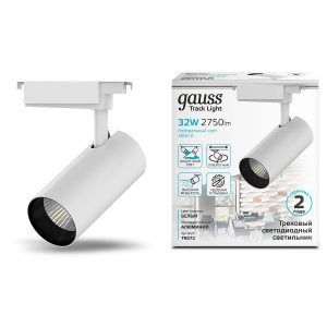 Светильник трековый Gauss цилиндр 32W 2750lm 4000K 180-240V IP20 75*220мм белый угол 24 LED