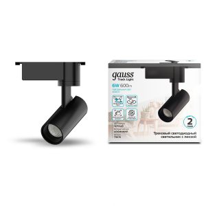 Светильник трековый Gauss цилиндр 6W 600lm 4000K 180-220V IP20 45*155мм черный линза 36 LED