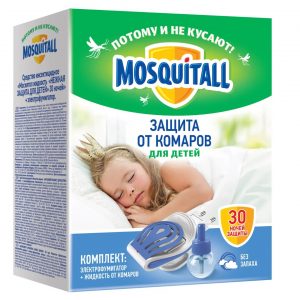 Комплект Mosquitall "Нежная защита для детей": электрофумигатор + жидкость 30 ночей от комаров 30 мл