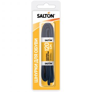 Шнурки для обуви Salton плоские, черные с восковой пропиткой, 120 см