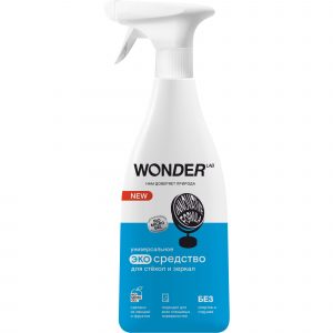 Средство для мытья окон, стекол и зеркал WONDER LAB, экологичное, без спирта, не оставляет разводов, 550 мл