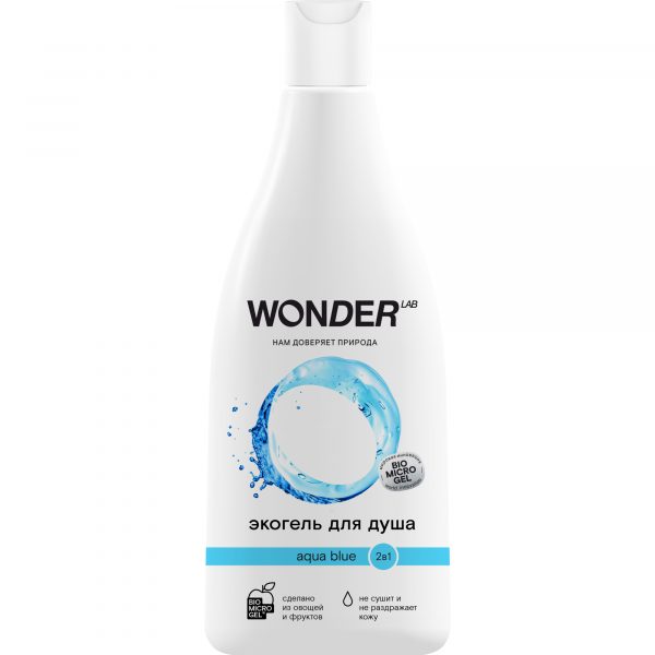 Гель для душа и шампунь WONDER LAB Aqua blue 2 в 1 Свежесть, увлажняющий, 550 мл